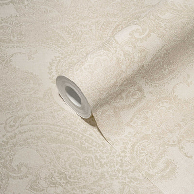 Classic Baroque wallpaper with ornaments in cream, 1374031 AS Creation