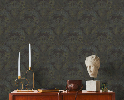 Classic Baroque wallpaper with ornament in black, 1374033 AS Creation