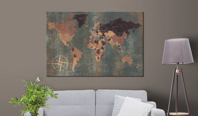 Korķa tāfele - Pasaules karte uz tumša fona, 96034 Tapetenshop.lv
