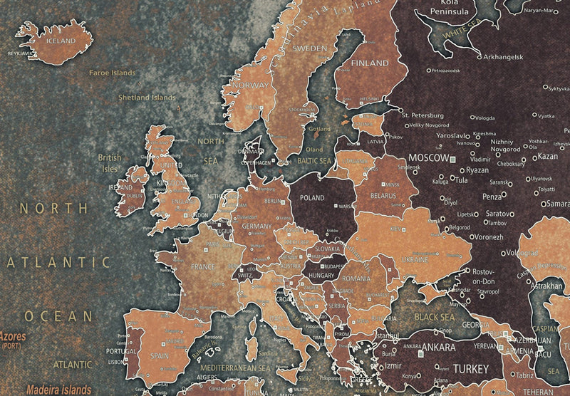 Пробковая доска - Карта мира на темном фоне, 96034 Tapetenshop.lv