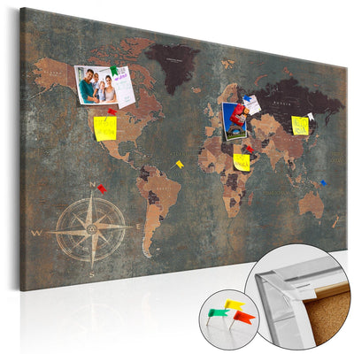 Cork board - World map on dark background, 96034 Tapetenshop.lv