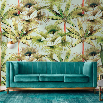 Colourful wallpaper with leaf pattern and tropical style, 1375227 AS Creation
