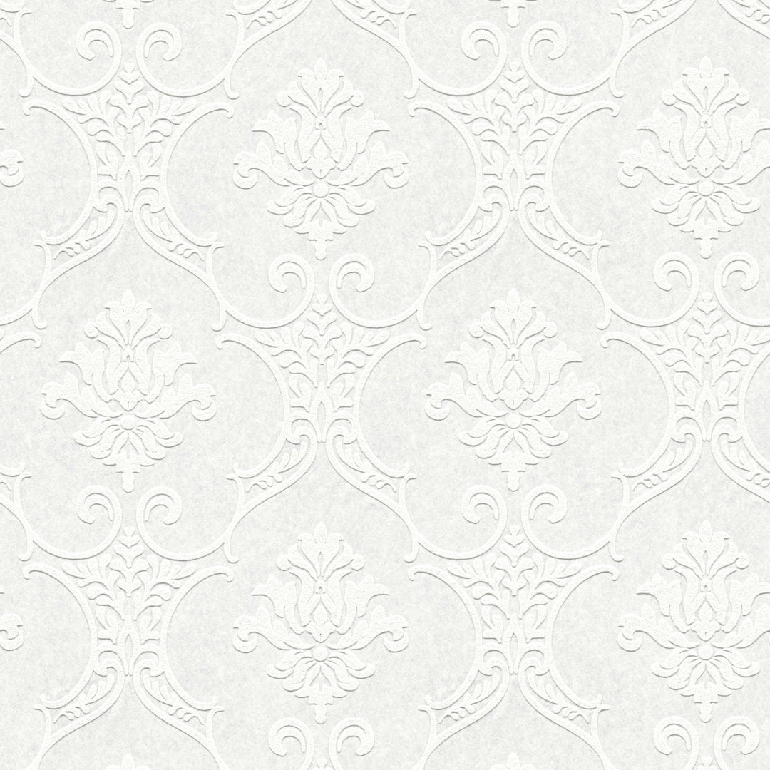 Krāsojamas tapetes ornamentu un 3D struktūru - baltas  (1.06x25m) AS Creation