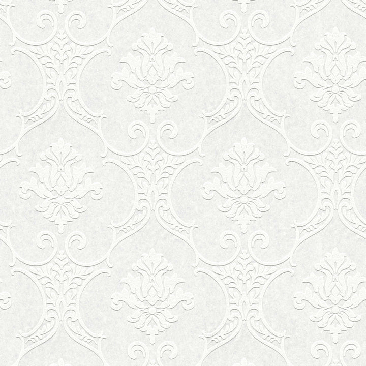Krāsojamas tapetes ornamentu un 3D struktūru - baltas  (1.06x25m) AS Creation