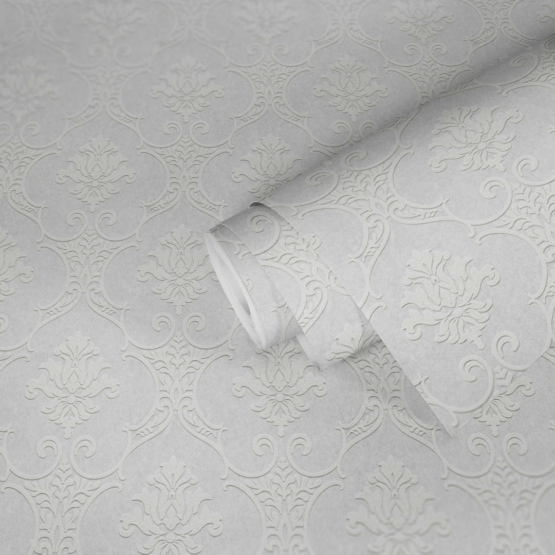 Krāsojamas tapetes ornamentu un 3D struktūru - baltas  (1.06x25m) AS Creation