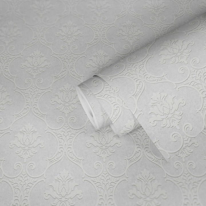 Krāsojamas tapetes ornamentu un 3D struktūru - baltas  (1.06x25m) AS Creation