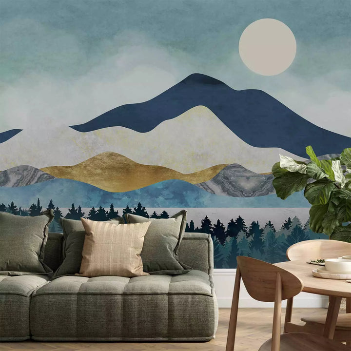 Fototapeet - Pehmete pastelsete toonidega kuldsed mäed, 150562