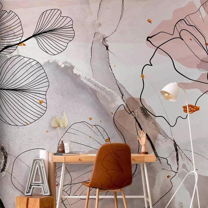 Wall Murals - a linear composition on the background of a silent abstract, 151906