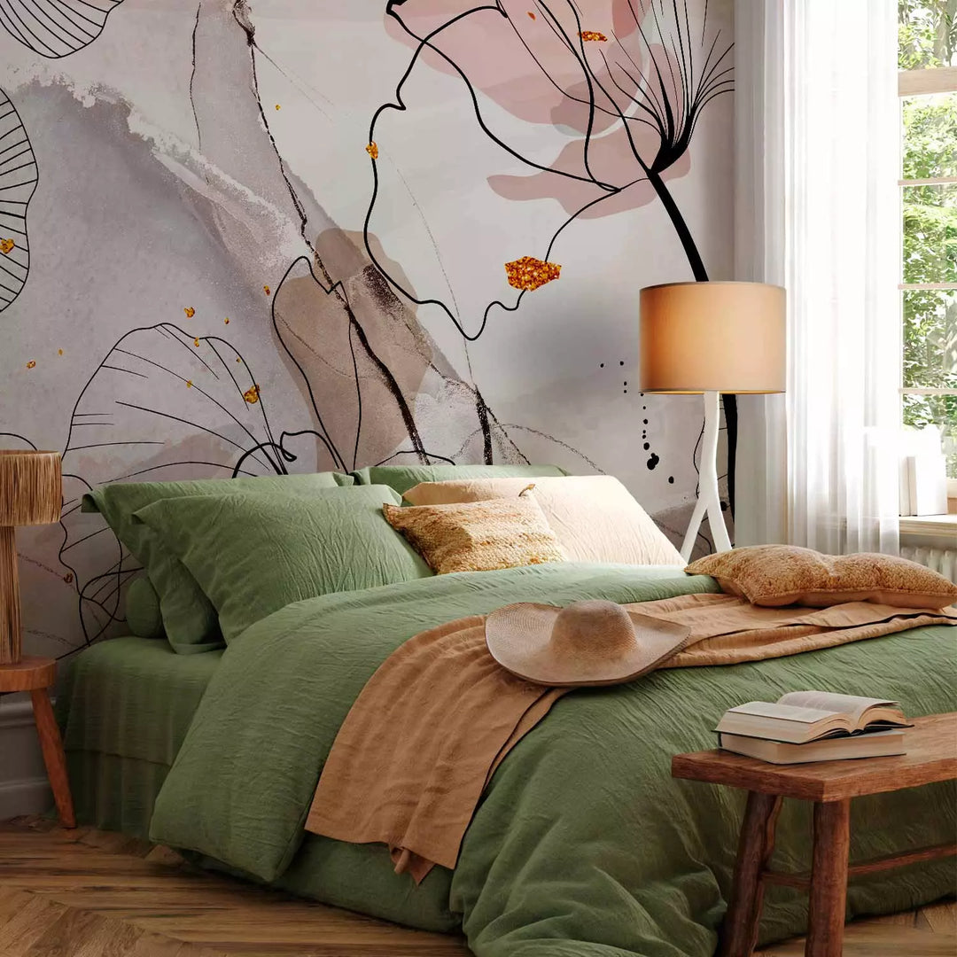 Wall Murals - a linear composition on the background of a silent abstract, 151906