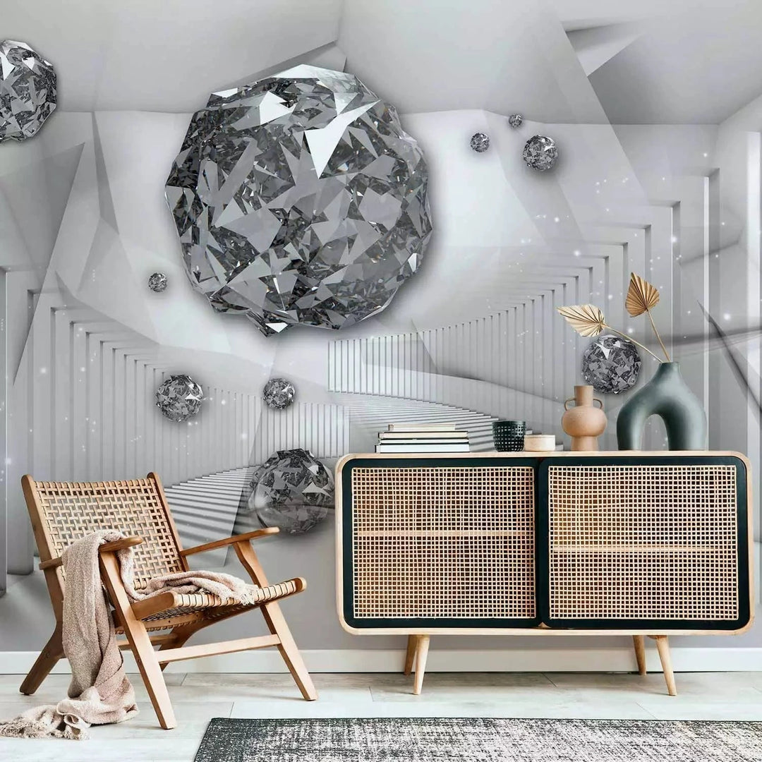 Lielformāta 3D fototapetes - dimantu kompozīcija uz koridora fona, 500x280cm Tapetenshop.lv