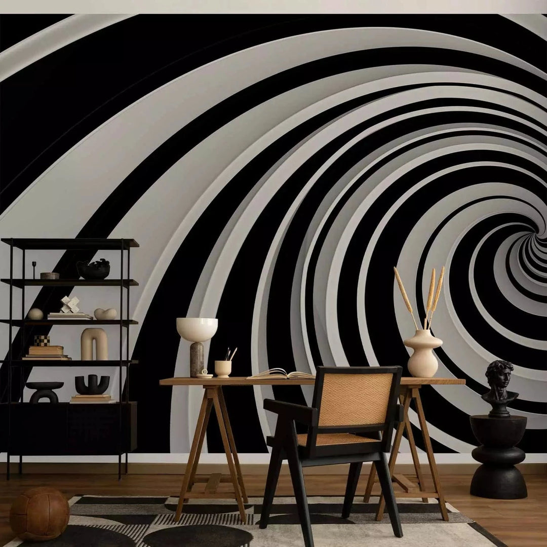 Lielformāta 3D fototapetes - Melnbalts virpulis, 550x270 cm Tapetenshop.lv