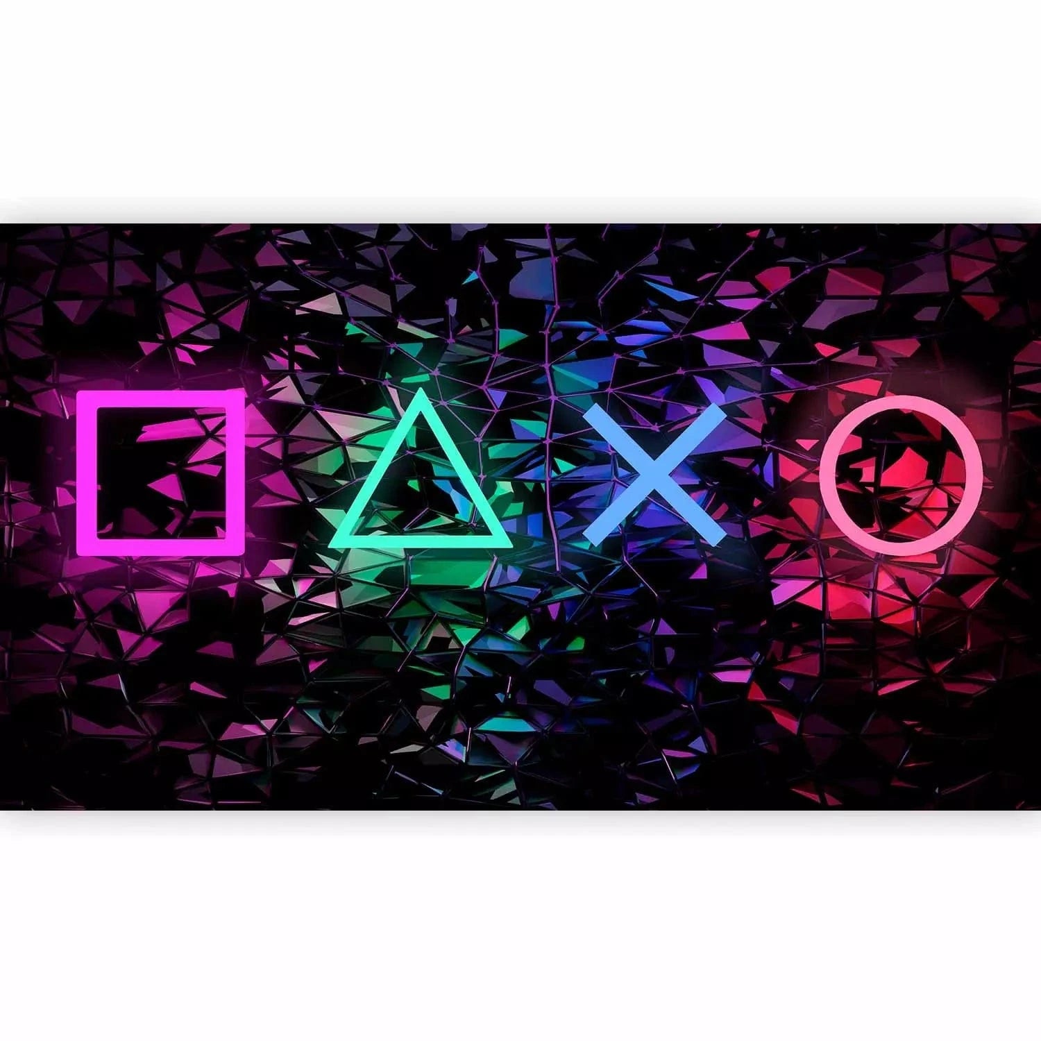 Lielformāta 3D fototapetes -  Neona spēļu konsoles simboli uz melna fona, 146400 Tapetenshop.lv