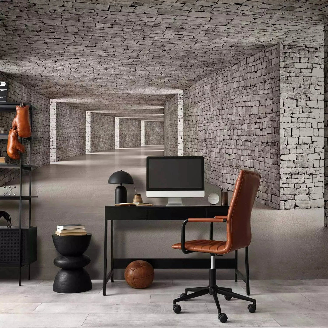 Fototapetes  - Interjera telpas paplašināšana ar dekoratīvo akmeni Tapetenshop.lv