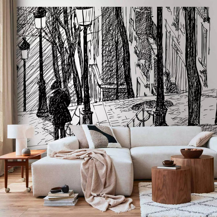 Lielformāta melnbaltas fototapetes - Kāpnes - Monmartrs 550x270 cm G-ART