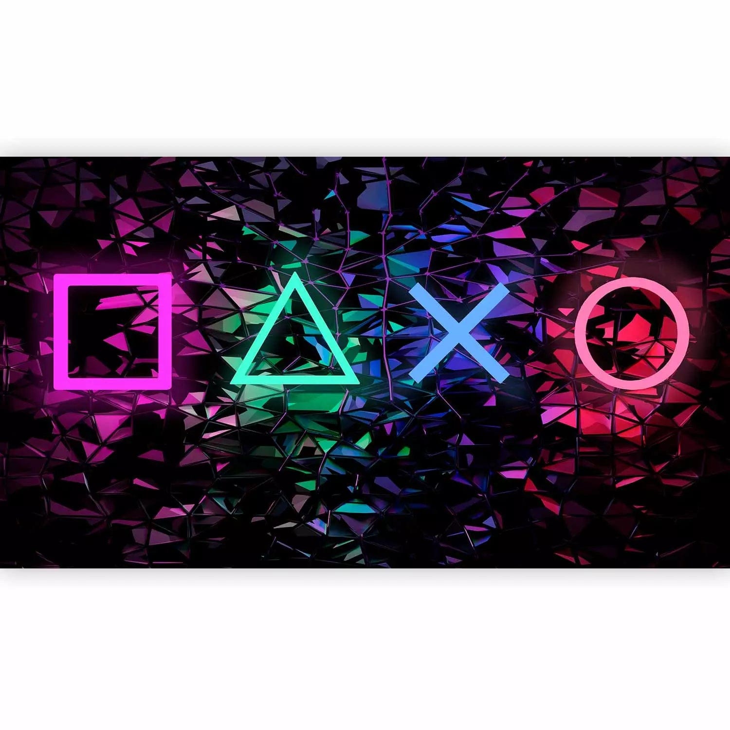 Fototapetes jauniešu istabai - Neona ģeometriskās figūras uz melna G-ART