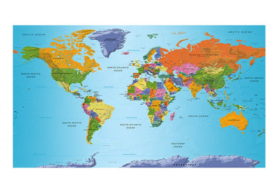 Suurikokoinen Valokuvatapetti - Maailmankartta: värillinen maantiede II (500x280 cm) G-ART