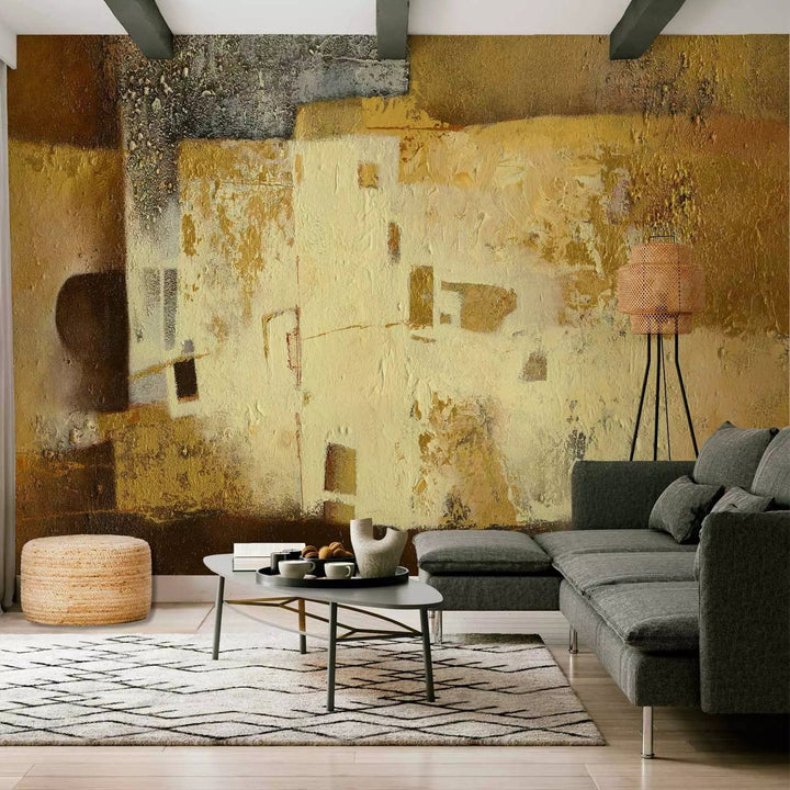Lielas fototapetes - Zelta abstrakcija, mākslas stils, 500x280 cm G-ART