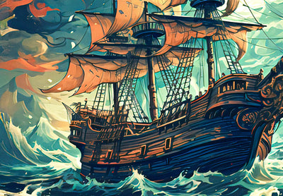 Lielformāta glezna - Aizmirsts ceļojums - pazudušais pirātu kuģis, 151564, XXL izmērs G-ART