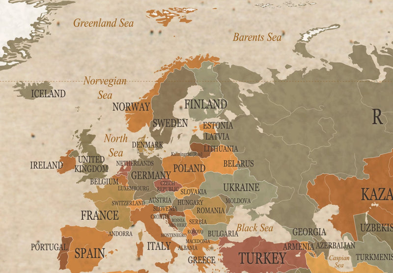 Lielformāta glezna - Pasaules karte: Bēšs šiks, 151915, XXL izmērs Tapetenshop.lv