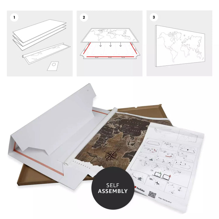 Lielformāta glezna - Politiskā pasaules karte ar valstīm uz gaiša fona ART XL