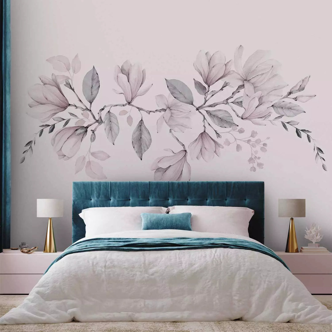 Wall Murals - Magnolia blooms, pink and gray tones, 143173