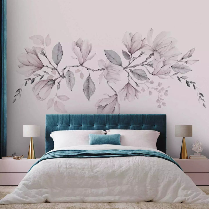 Wall Murals - Magnolia blooms, pink and gray tones, 143173