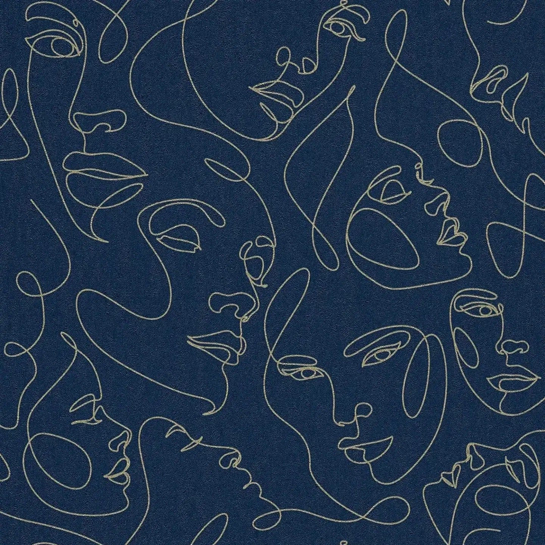 Mākslinieciskas tapetes līniju mākslas stilā - zilas - 3012254 AS Creation