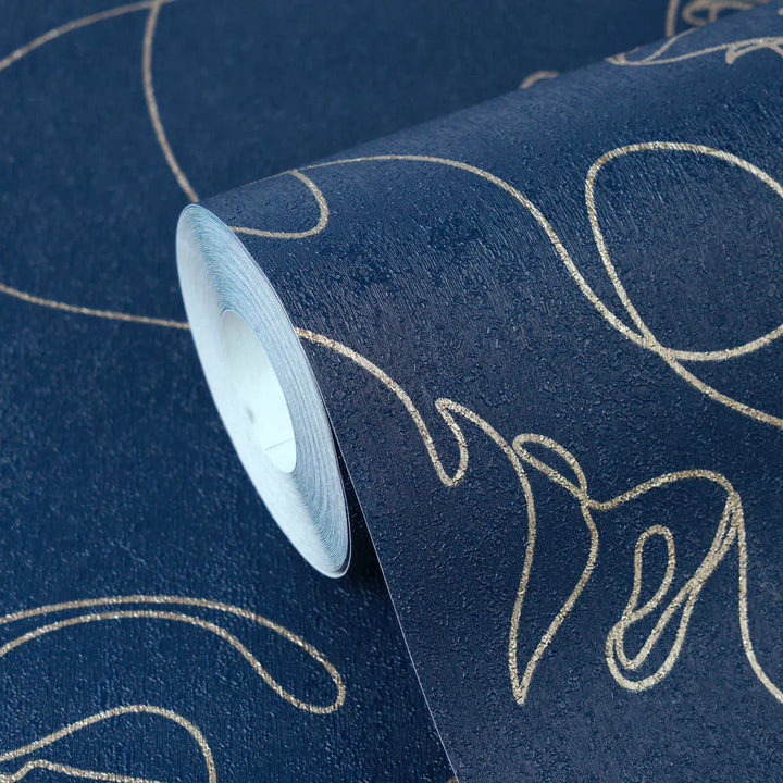 Mākslinieciskas tapetes līniju mākslas stilā - zilas - 3012254 AS Creation