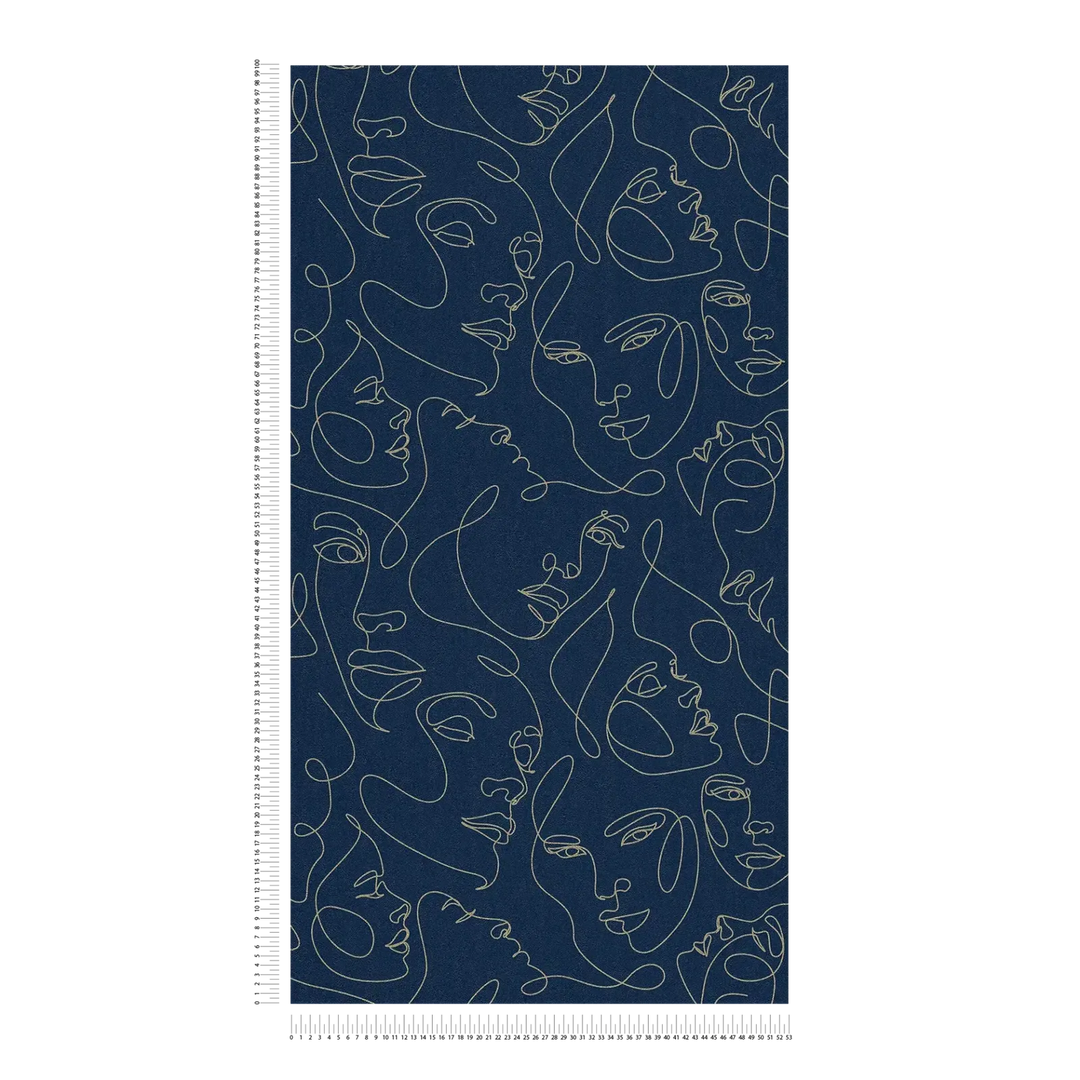 Mākslinieciskas tapetes līniju mākslas stilā - zilas - 3012254 AS Creation