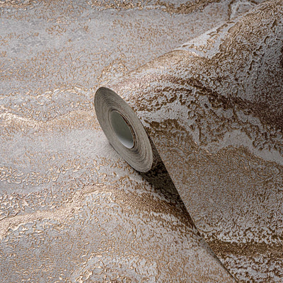 Marble non-woven wallpaper with metallic effect - beige, gold, 1406460 AS Creation