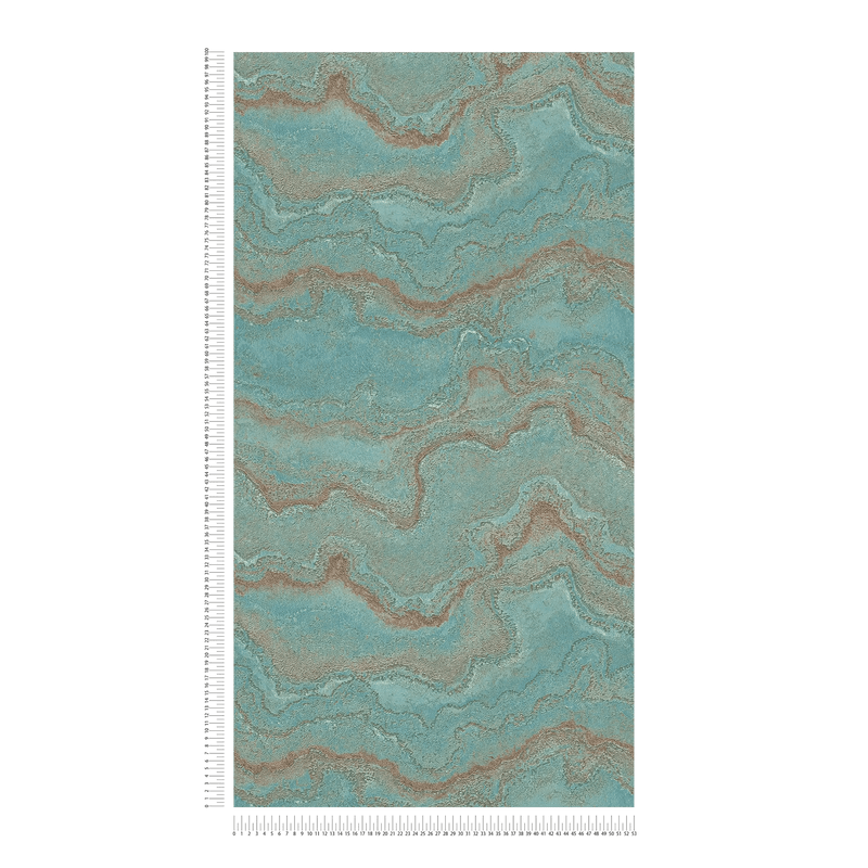 Marble non-woven wallpaper with metallic effect - turquoise, gold, 1406457 AS Creation