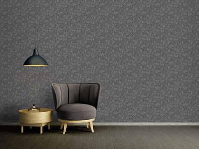 Mat wallpaper with leaf pattern: blue, 1372214 AS Creation