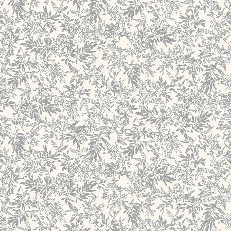 Матовые обои с рисунком листьев: серый, белый - 1372211 AS Creation