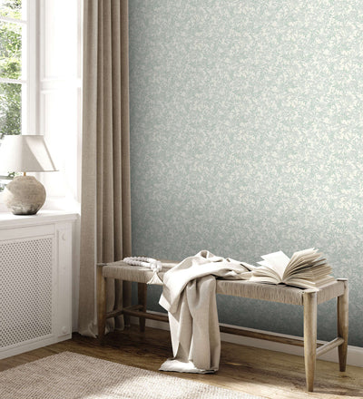 Mat wallpaper with leaf pattern: green, 1372212 AS Creation