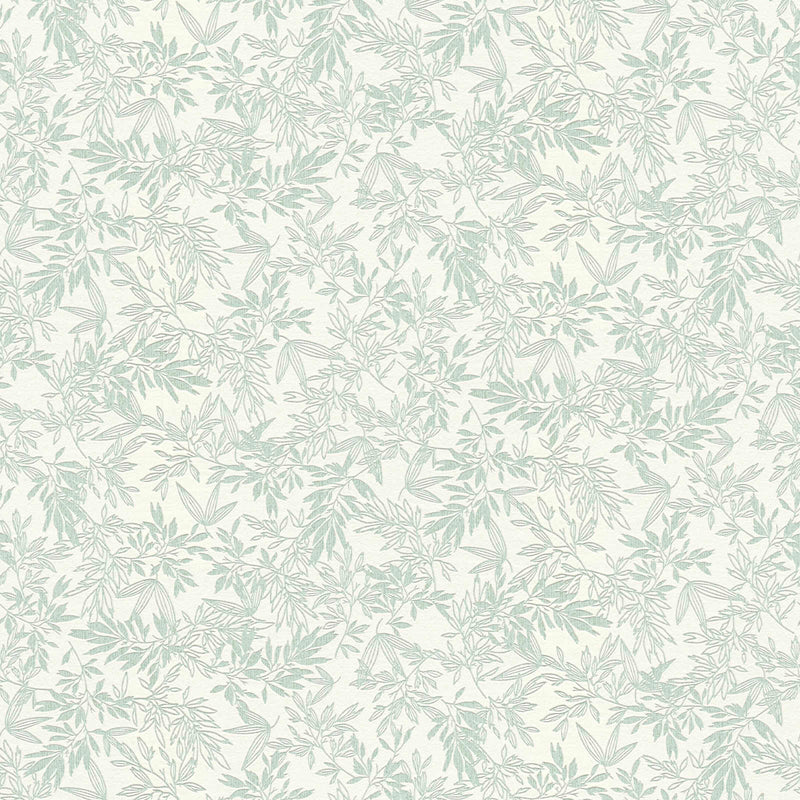 Mat wallpaper with leaf pattern: green, 1372212 AS Creation