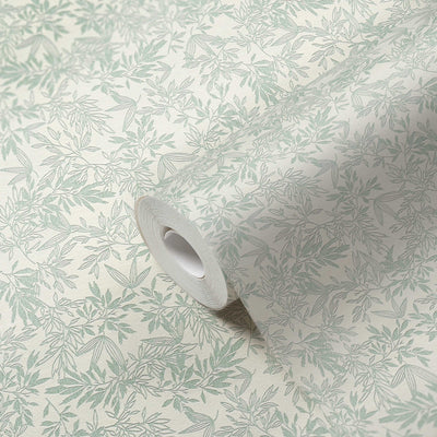 Mat wallpaper with leaf pattern: green, 1372212 AS Creation