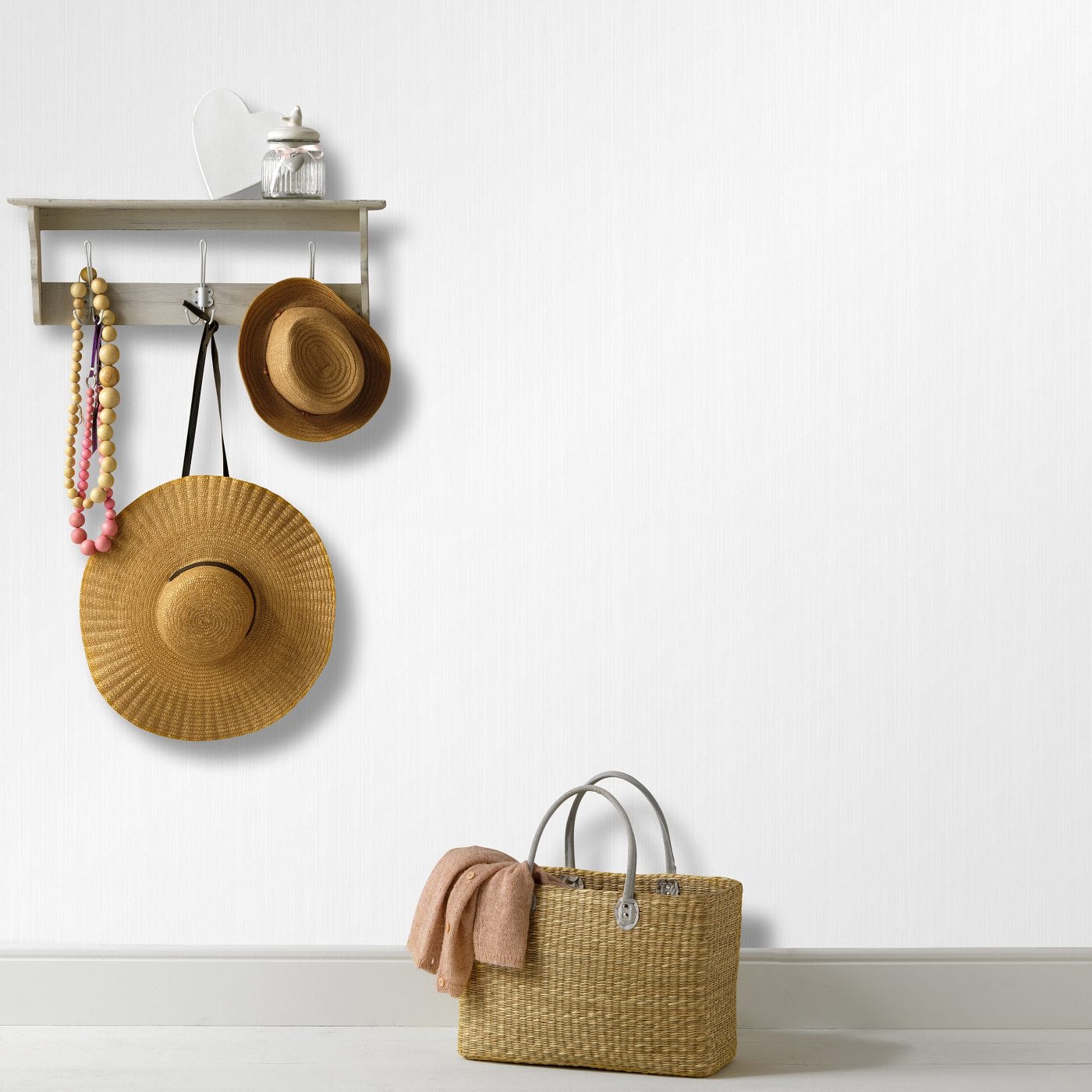 Matētas tapetes ar vertikālu struktūru baltā krāsā - 3722261 Tapetenshop.lv