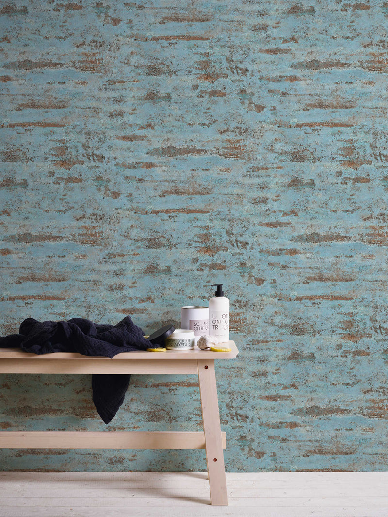 Matt and slightly textured wallpaper in shades of blue, 1332611 AS Creation