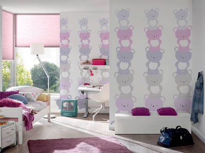 Baby wallpaper with teddy bears in pink for girls' room 1350662 Without PVC AS Creation