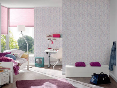 Girls room wallpaper with flowers - purple, pink, white, 1350375 Without PVC AS Creation