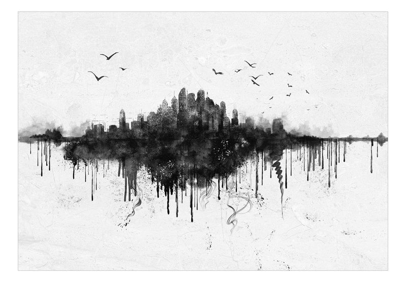 Mustavalkoinen Valokuvatapetti - Abstrakti kaupunkipanoraama, 142516 G-ART
