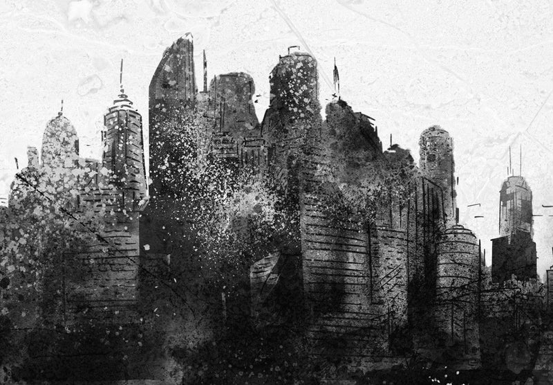 Must-valge Fototapeet - Abstraktne linna panoraam, 142516 G-ART