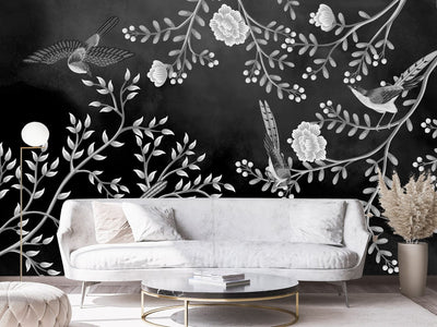Black and white Wall Murals - Birds among the branches, 138836 G-ART