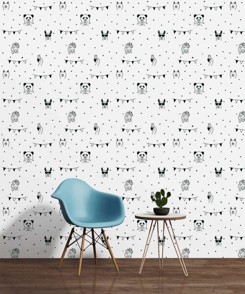 Black and white wallpaper for children&