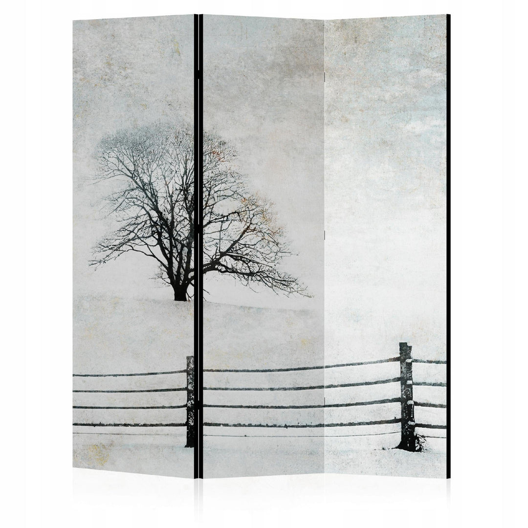 Melnbalts aizslietnis, divpusējs, 135x172, Ziemas klusums laukos L-ART