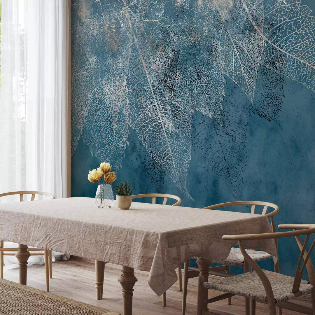 Fototapetes - Lapas vējā (zilā krāsā), 138444