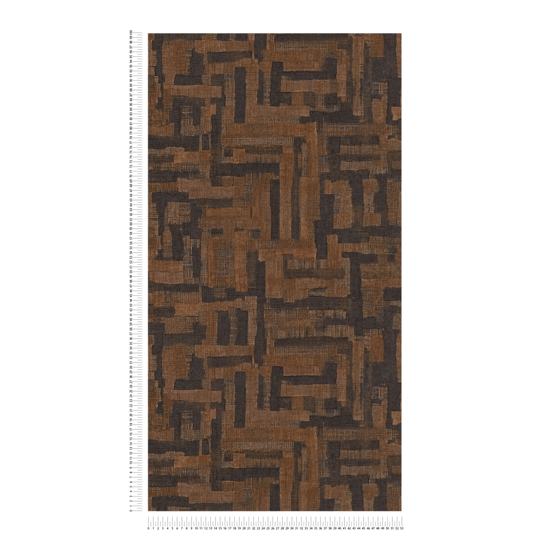 Tapetes ar ģeometrisku koka motīvu - brūnā, melnā krāsā - 782046 AS Creation
