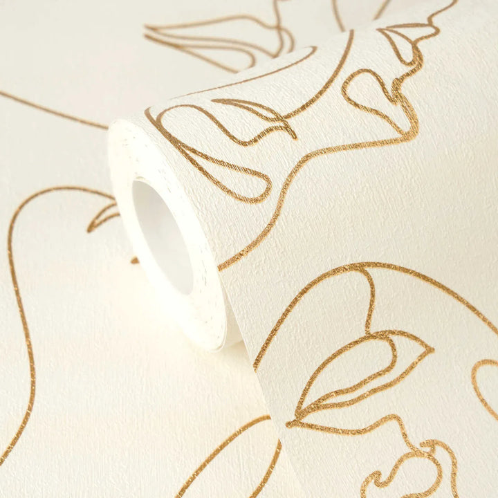 Modernas tapetes ar līniju motīvu - baltas, zelta krāsā - 3012252 AS Creation