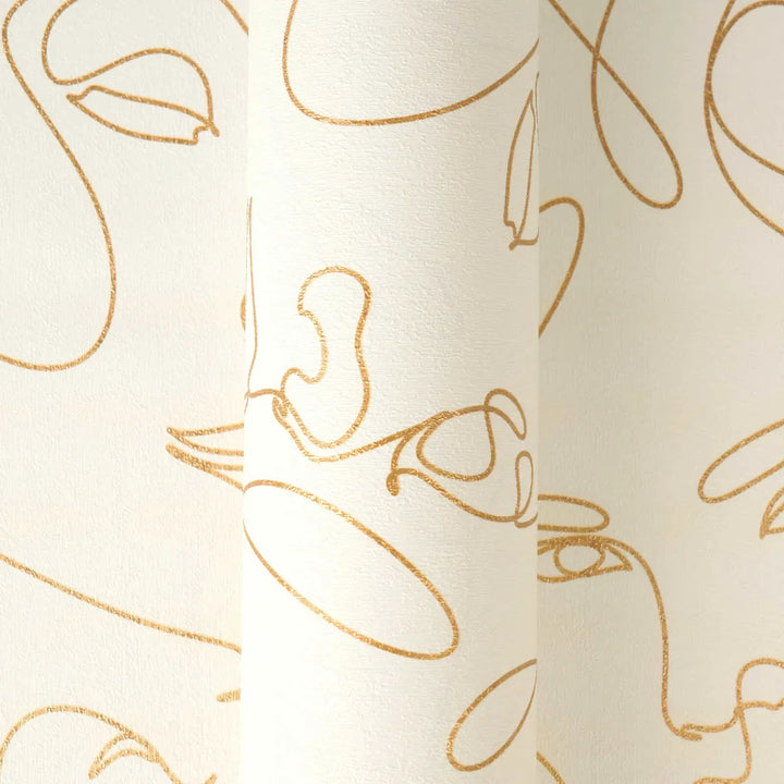 Modernas tapetes ar līniju motīvu - baltas, zelta krāsā - 3012252 AS Creation