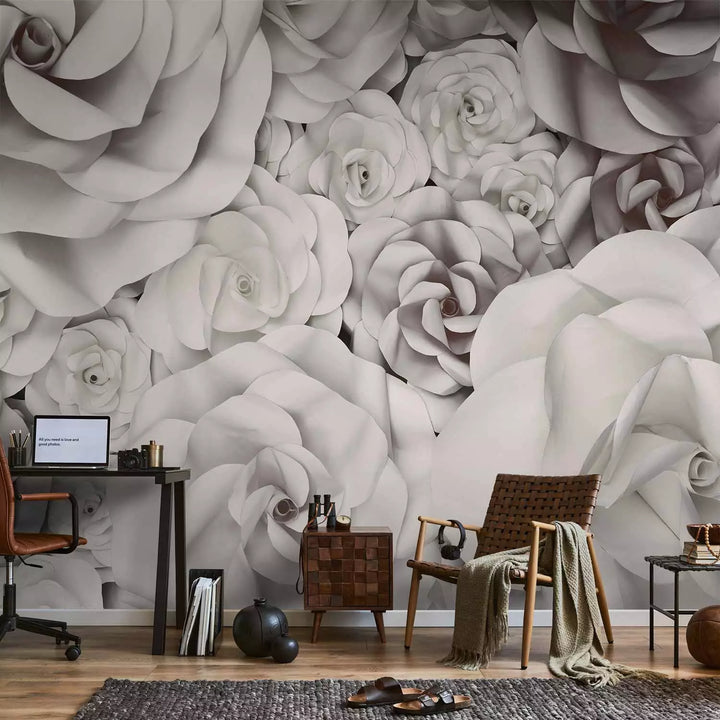 Фотообои - монохромный Рисунок с лепестками цветов, 137476